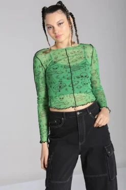 Hell Bunny Scully Top Green Clearance