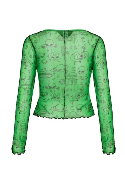 Hell Bunny Scully Top Green Clearance