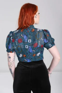 Hell Bunny Sianna Blouse Teal Best