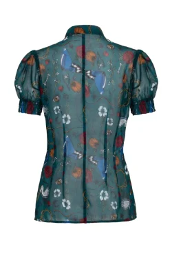 Hell Bunny Sianna Blouse Teal Best