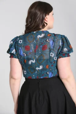 Hell Bunny Sianna Blouse Teal Best