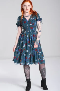 Hell Bunny Sianna Midi Dress Teal New