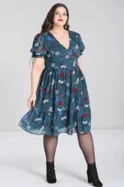 Hell Bunny Sianna Midi Dress Teal New