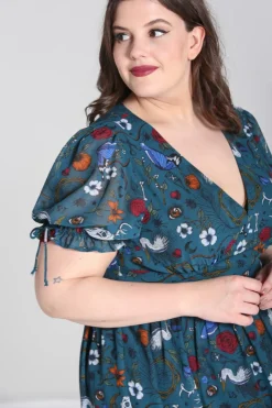 Hell Bunny Sianna Midi Dress Teal New
