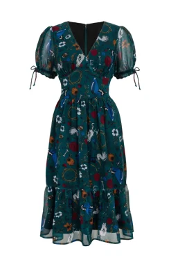 Hell Bunny Sianna Midi Dress Teal New