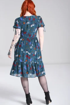 Hell Bunny Sianna Midi Dress Teal New