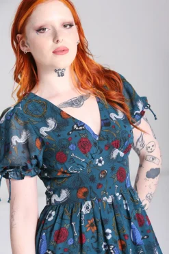 Hell Bunny Sianna Midi Dress Teal New