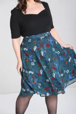 Hell Bunny Sianna Skirt Teal Outlet