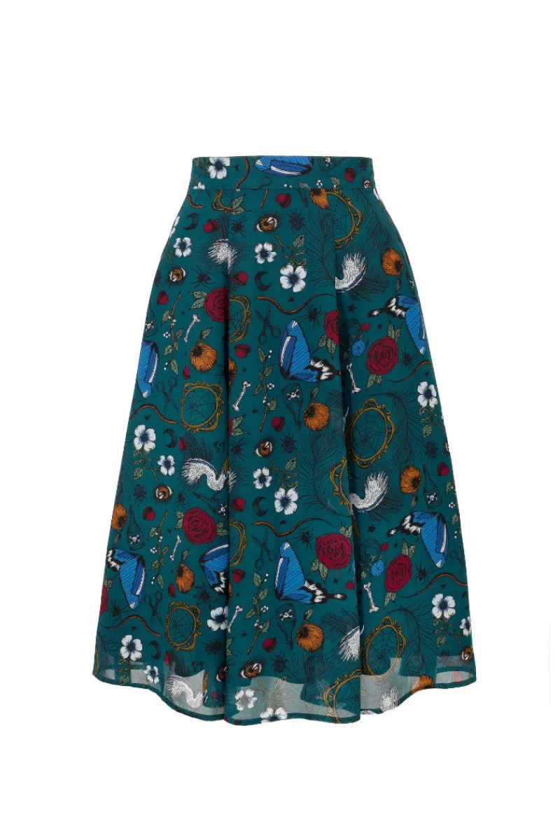 Hell Bunny Sianna Skirt Teal Outlet