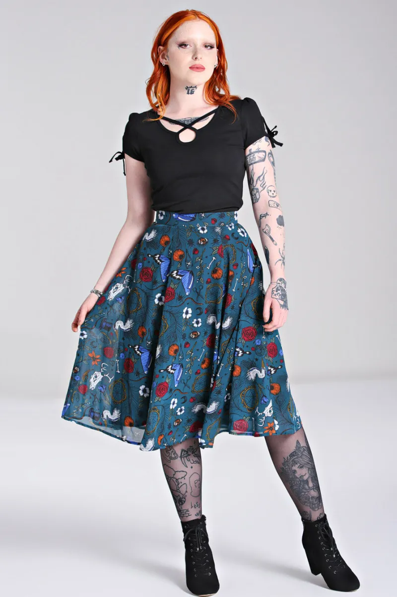 Hell Bunny Sianna Skirt Teal Outlet