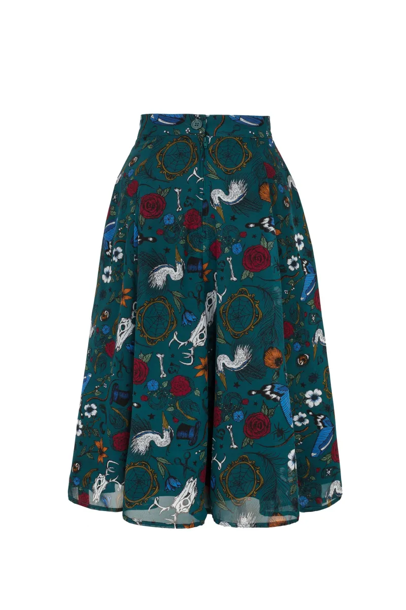Hell Bunny Sianna Skirt Teal Outlet