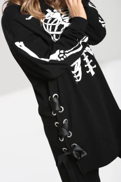 Hell Bunny Skeleton Hoodie Dress Black