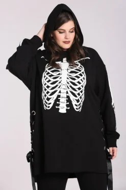 Hell Bunny Skeleton Hoodie Dress Black