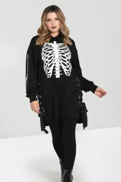 Hell Bunny Skeleton Hoodie Dress Black