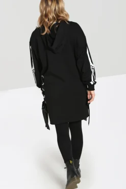 Hell Bunny Skeleton Hoodie Dress Black