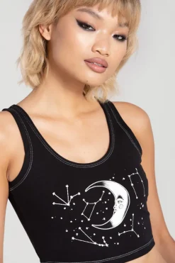 Hell Bunny Solaris Crop Top Black Discount