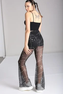 Hell Bunny Stitches Mesh Trousers Black New