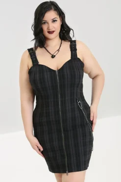 Hell Bunny Storm Mini Dress Grey Clearance