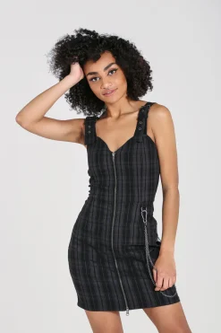 Hell Bunny Storm Mini Dress Grey Clearance