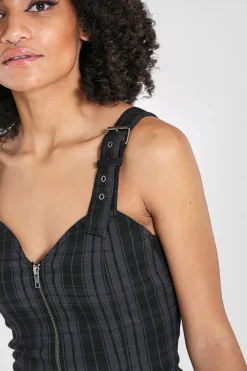 Hell Bunny Storm Mini Dress Grey Clearance