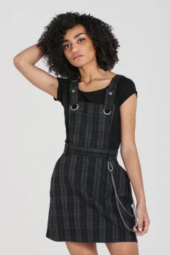 Hell Bunny Storm Pinafore Dress Grey Online