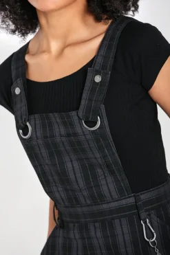Hell Bunny Storm Pinafore Dress Grey Online