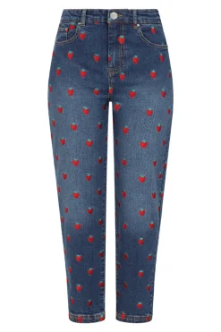 Hell Bunny Strawberry Denim Jeans Blue Outlet