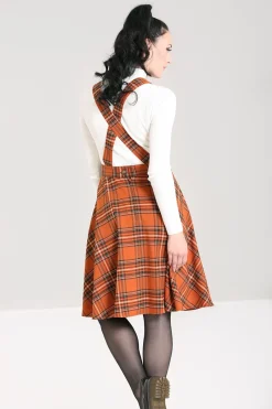 Hell Bunny Tawny Pinafore Dress Brown