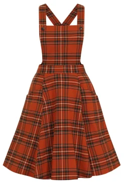 Hell Bunny Tawny Pinafore Dress Brown