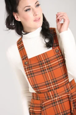 Hell Bunny Tawny Pinafore Dress Brown