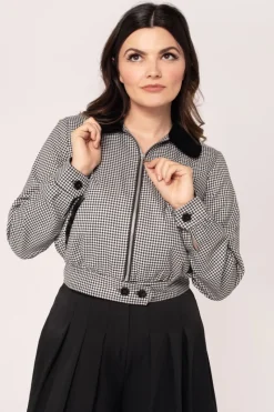 Hell Bunny Teddy Jacket Black/White Discount