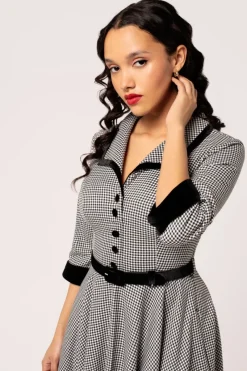 Hell Bunny Teddy Knee Dress Black/White Clearance