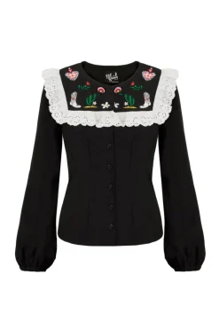 Hell Bunny Tessie Blouse Black Clearance