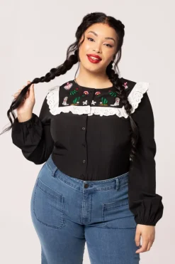 Hell Bunny Tessie Blouse Black Clearance