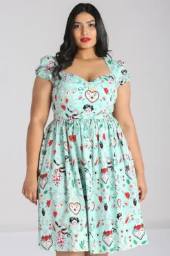 Hell Bunny Tijuana Midi Dress Green Hot