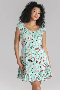 Hell Bunny Tijuana Mini Dress Green Outlet