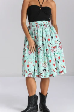 Hell Bunny Tijuana Skirt Green