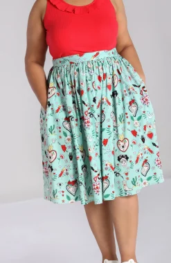 Hell Bunny Tijuana Skirt Green