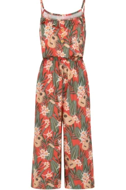 Hell Bunny Ukulele Jumpsuit Orange Hot
