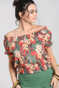 Hell Bunny Ukulele Top Orange Outlet