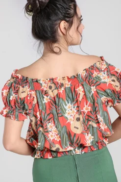 Hell Bunny Ukulele Top Orange Outlet