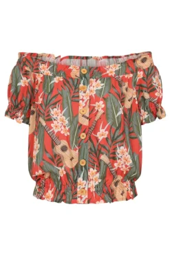 Hell Bunny Ukulele Top Orange Outlet