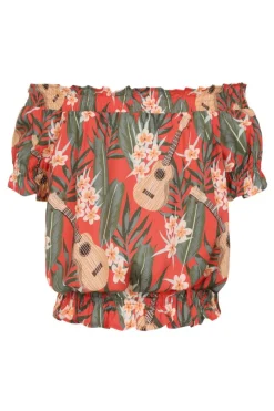 Hell Bunny Ukulele Top Orange Outlet