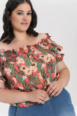 Hell Bunny Ukulele Top Orange Outlet