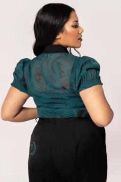 Hell Bunny Venom Blouse DarkGreen Hot