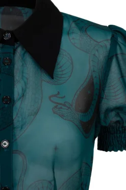 Hell Bunny Venom Blouse DarkGreen Hot