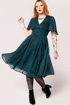 Hell Bunny Venom Midi Dress DarkGreen Sale