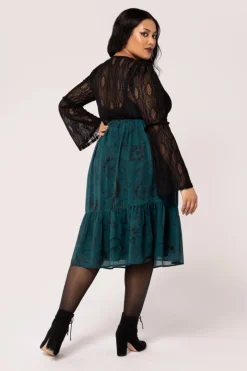 Hell Bunny Venom Skirt DarkGreen Best