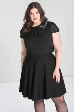 Hell Bunny Vina Blouse Black Hot