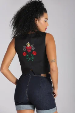 Hell Bunny Viva Maria Waistcoat Black Sale